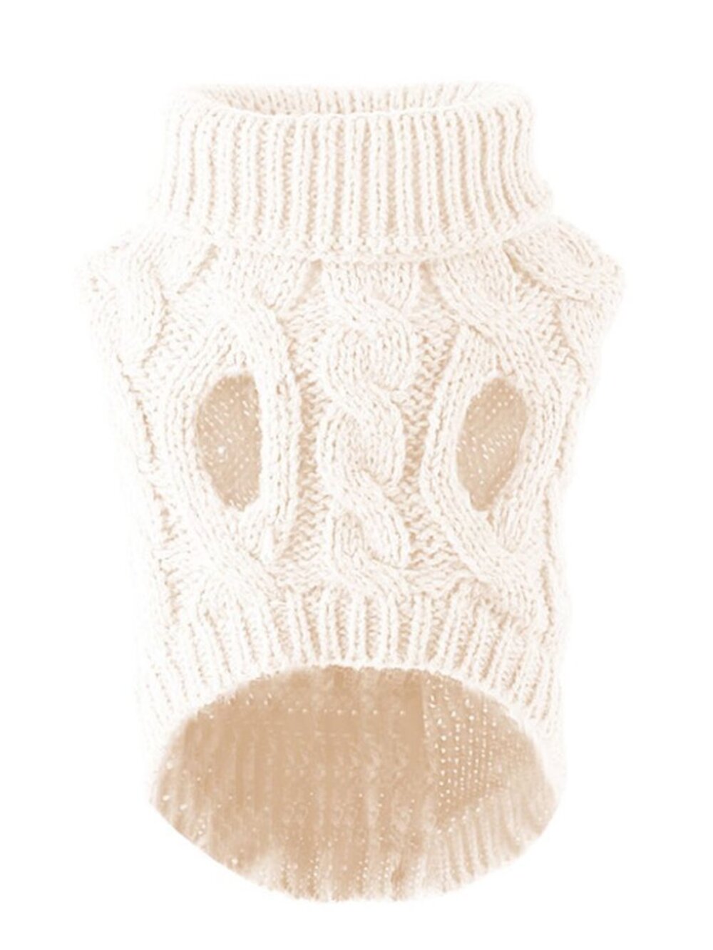 [Size S] White Cable Knitted Dog Sweater Cat Pullover Warm Pet